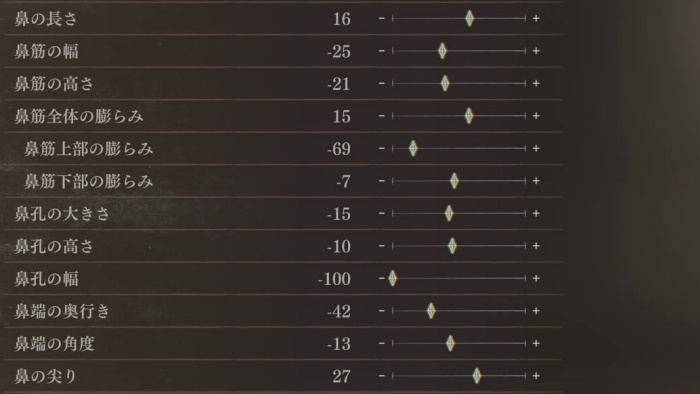 美人キャラ　鼻